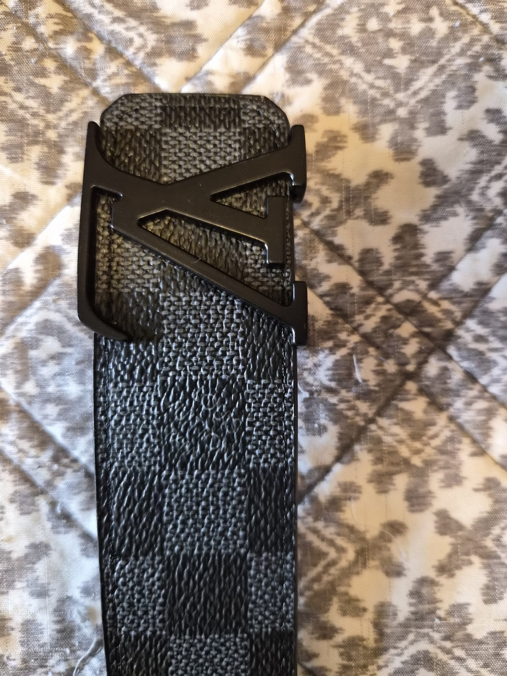 Louis Vuitton Black Leather Belt with Embossed Logo